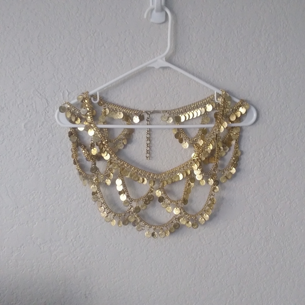 Vintage Coin Belt Metal Brass Bellydance Womens One Size 70s Boho Gypsy